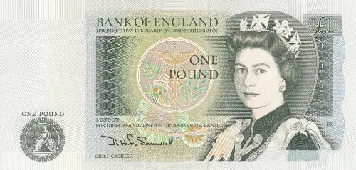British 1 Pound Note Front Issued 1978 accepted for exchange