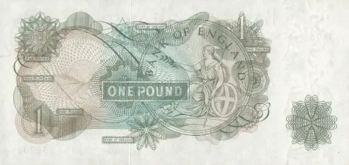 British 1 Pound Banknote Front Issued 1960 accepted for exchange