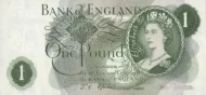 British 1 Pound Banknote Front Issued 1960 accepted for exchange