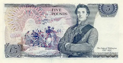 British 5 Pound Note (Duke of Wellington) Front Issued 1971 Accepted For Exchange
