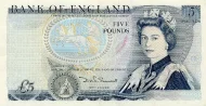 British 5 Pound Note (Duke of Wellington) Front Issued 1971 Accepted For Exchange