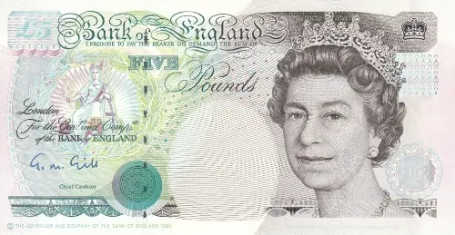 British 5 Pound (George Stephenson) Banknote Front Issued 1993 Accepted For Exchange