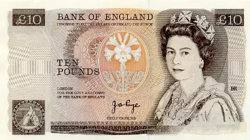 British 10 Pound Banknote (Florence Nightingale) Front Issued 1975 Accepted For Exchange