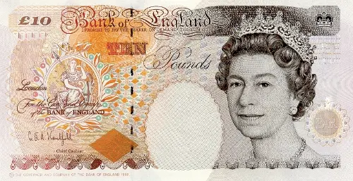 British 10 Pound Banknote Front (Charles Dickens) Issued 1993 Accepted For Exchange