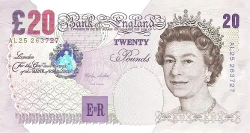 Bank of England 20 Pounds Banknote (Sir Edward Elgar) Front Accepted For exchange 1999