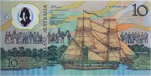 Australian 10 Dollar banknote obverse (Aboriginal youth) accepted for exchange