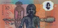 Australian 10 Dollar banknote obverse (Aboriginal youth) accepted for exchange