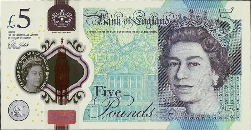 Current 5 Pound Bank of England (Sir Winston Churchill) Banknote 2016 Front Accepted For Exchange
