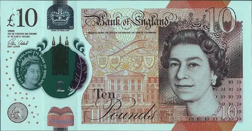 Current 10 Pound Bank of England (Jane Austen) Banknote 2017 Front Accepted For Exchange