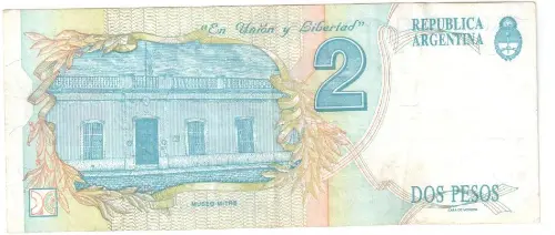 2 Argentine Peso Banknote 1st Series (Bartolome Mitre) Front Issued 1992 Accepted For Exchange2 Argentine Peso Banknote 1st Series (Bartolome Mitre) Front Issued 1992 Accepted For Exchange