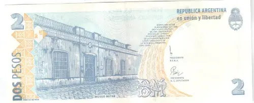 2 Argentine Peso Banknote 2nd Series (Bartolome Mitre) Front Issued 1997 Accepted For Exchange