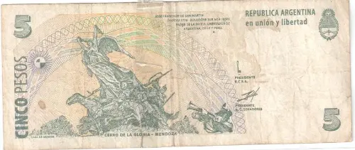 5 Argentine Peso Banknote 2nd Series (José de San Martin) Front Issued 1997 Accepted For Exchange