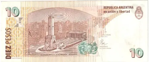 10 Argentine Peso Banknote 2nd Series (Manuel Belgrano) Front Issued 1997 Accepted For Exchange