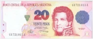 20 Argentine Peso Banknote 1st Series (Juan Manuel de Rosas ) Front Issued 1992 Accepted For Exchange