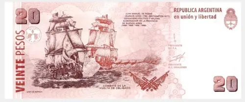 20 Argentine Peso Banknote 2nd Series (Juan Manuel de Rosas ) Front Issued 1997 Accepted For Exchange