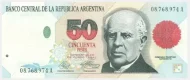 50 Argentine Peso Banknote 1st Series (Domingo Faustino) Front Issued 1992 Accepted For Exchange