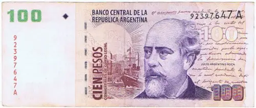 100 Argentine Peso Banknote 2nd Series (Julio Argentino Roca) Front Issued 1997 Accepted For Exchange