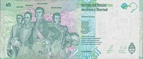 5 Argentine Peso Banknote 3rd Series (José de San Martin) Front Issued 2015 Accepted For Exchange
