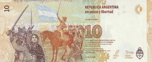 10 Argentine Peso Banknote 3rd Series (Manuel Belgrano) Front Issued 2016 Accepted For Exchange