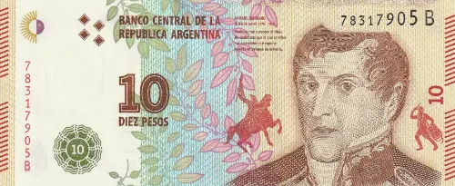 10 Argentine Peso Banknote 3rd Series (Manuel Belgrano) Front Issued 2016 Accepted For Exchange