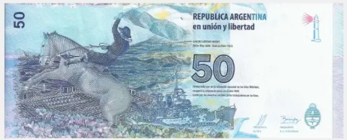 50 Argentine Pesos banknote 3rd Series (Islas Malvinas) Front Accepted For Exchange 2015