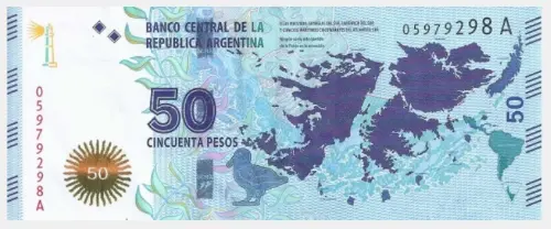 50 Argentine Pesos banknote 3rd Series (Islas Malvinas) Front Accepted For Exchange 2015