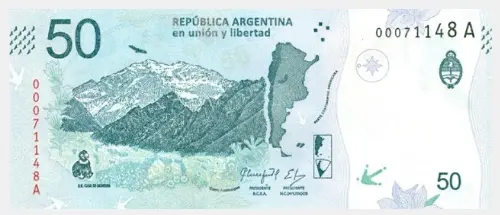 50 Argentine Peso Banknote 4th Series (Andean Condor) Front Issued 2018 Accepted For Exchange