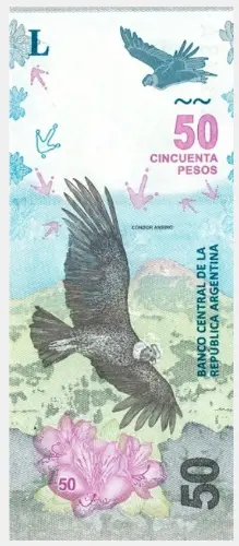 50 Argentine Peso Banknote 4th Series (Andean Condor) Front Issued 2018 Accepted For Exchange