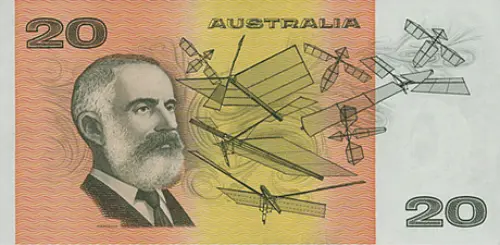Australian 20 dollar banknote 1974 series obverse accepted for exchange