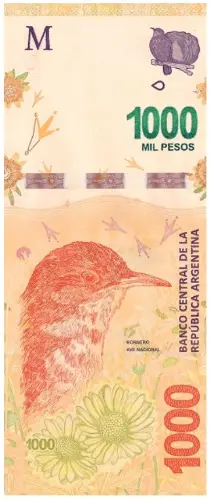 1000 Argentine Peso Banknote 4th Series (Hornero) Front Issued 2017 Accepted For Exchange
