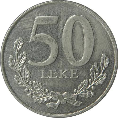 50 Albanian Leke Coin Issued 1996 Front Accepted For exchange