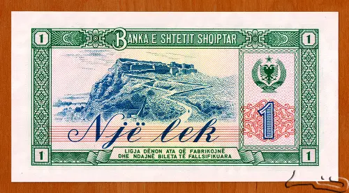 1 Lek valutë  banknote issued 1992 Front Accepted For Exchange
