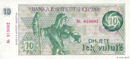 10 Lek valutë banknote issued 1992 Front Accepted For Exchange