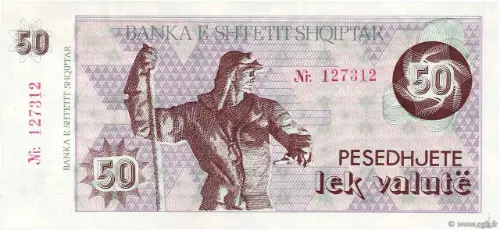 50 Lek valutë banknote issued 1992 Front Accepted For Exchange