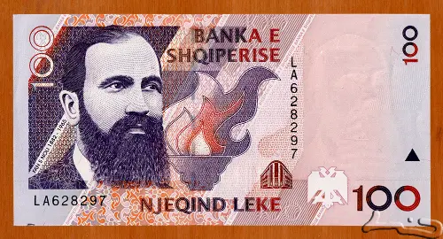 100 Albanian Lek Banknote (Fan S Noli) Front Issued 1996 Accepted For Exchange