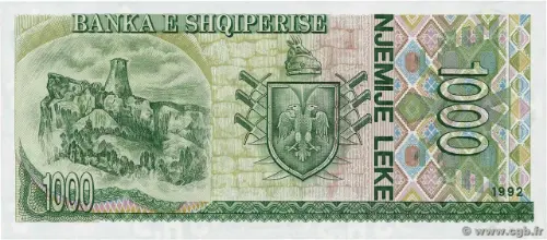 1000 Albanian Lek Banknote (Skanderbeg) Front Issued 1992 Accepted For Exchange