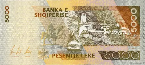 5000 Albanian Lek Banknote (Skanderbeg) Front Issued 1999 Accepted For Exchange