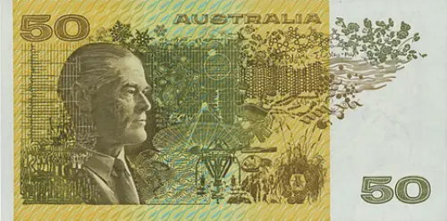 Australian 50 dollar banknote 1973 Lord Howard Walter Florey front accepted for exchange