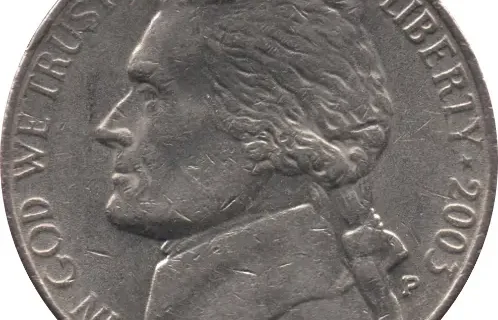 5 Cent American Dollar Jefferson Nickel Coin Issued 1938 Front Accepted For Exchange