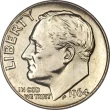 1 Dime 'Roosevelt' American Dollar Coin Issued 1946 Front Accepted For Exchange
