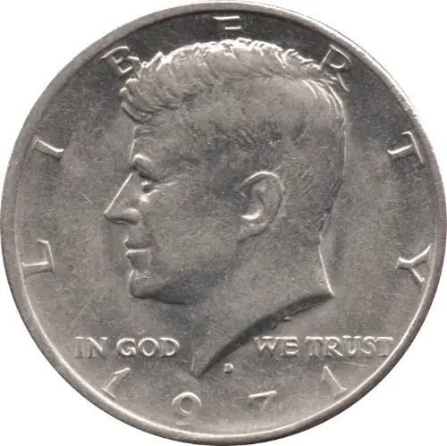 50 Cent American Dollar Coin (John F. Kennedy) Issued 1971 Front Accepted For Exchange