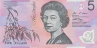Australian 5 dollar banknote Series 1992 front side accepted for exchange