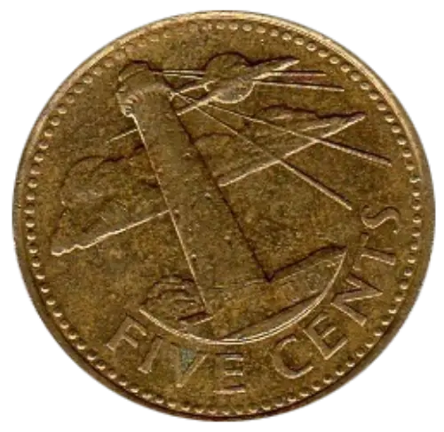 5 Cent Barbadian Dollar Coin Issued 1973 Front Accepted For Exchange