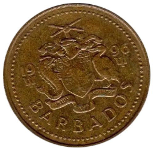 5 Cent Barbadian Dollar Coin Issued 1973 Front Accepted For Exchange