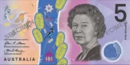 Australian 5 dollar banknote series 2016 obverse accepted for exchange