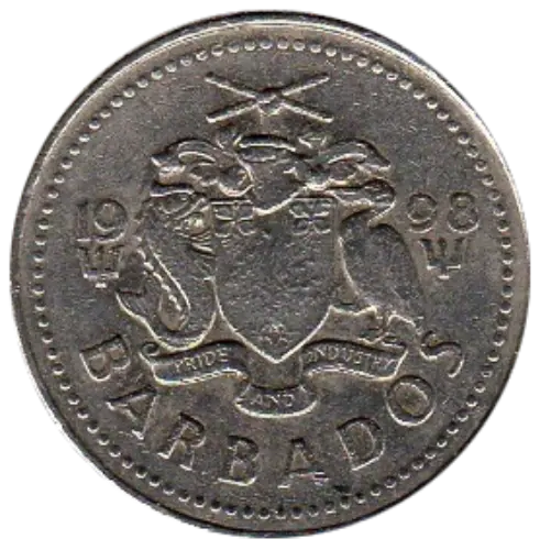 25 Cent Barbadian Dollar Coin Issued 1973 Front Accepted For Exchange