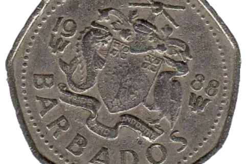 1 Barbadian Dollar Coin Issued 1973 Front Accepted For Exchange