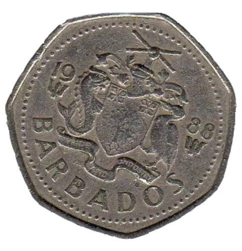 1 Barbadian Dollar Coin Issued 1973 Front Accepted For Exchange