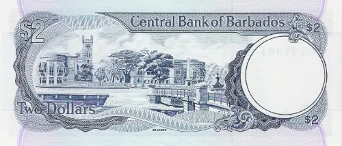 2 Barbados Dollar banknote Front Issued 1980 Accepted For Exchange