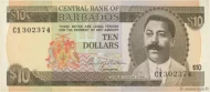 10 Barbados Dollar banknote  Front Issued 1973 Accepted For Exchange